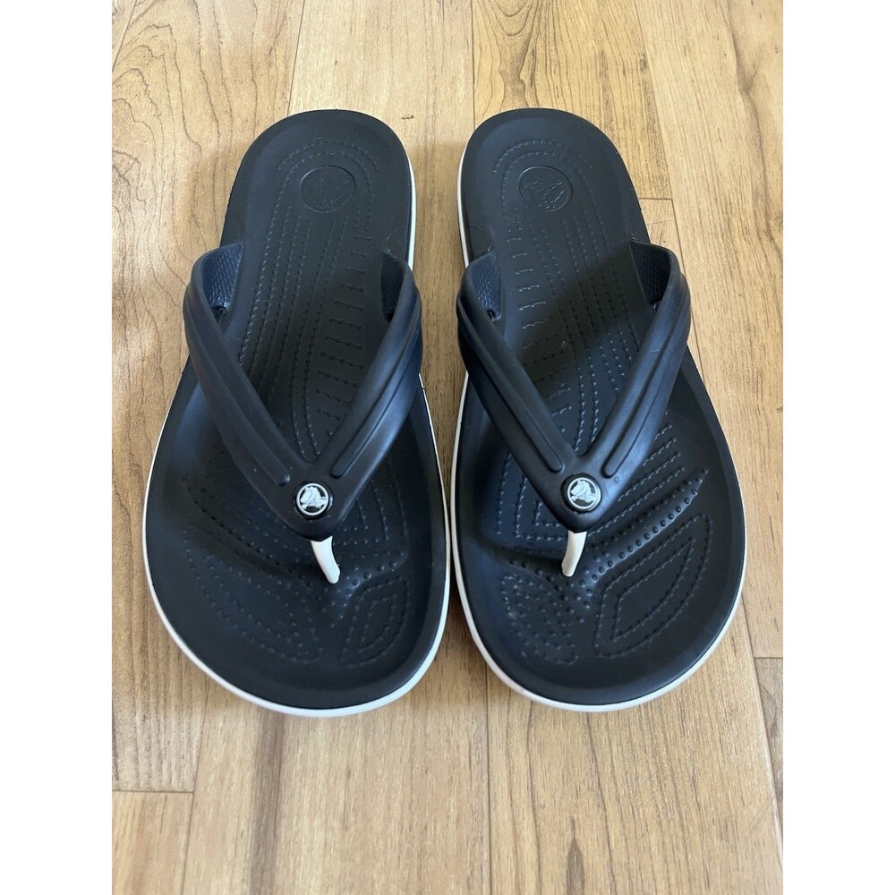 Crocs Unisex Crocband Flip Flops, Black, 8 Men/10 Women
